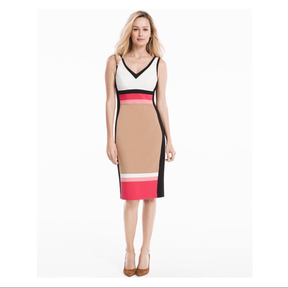 WHBM VNeck Colorblock Sheath Dress